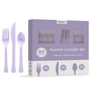 Lavender Heavy-Duty Plastic Cutlery Set for 20 Guests, 80ct